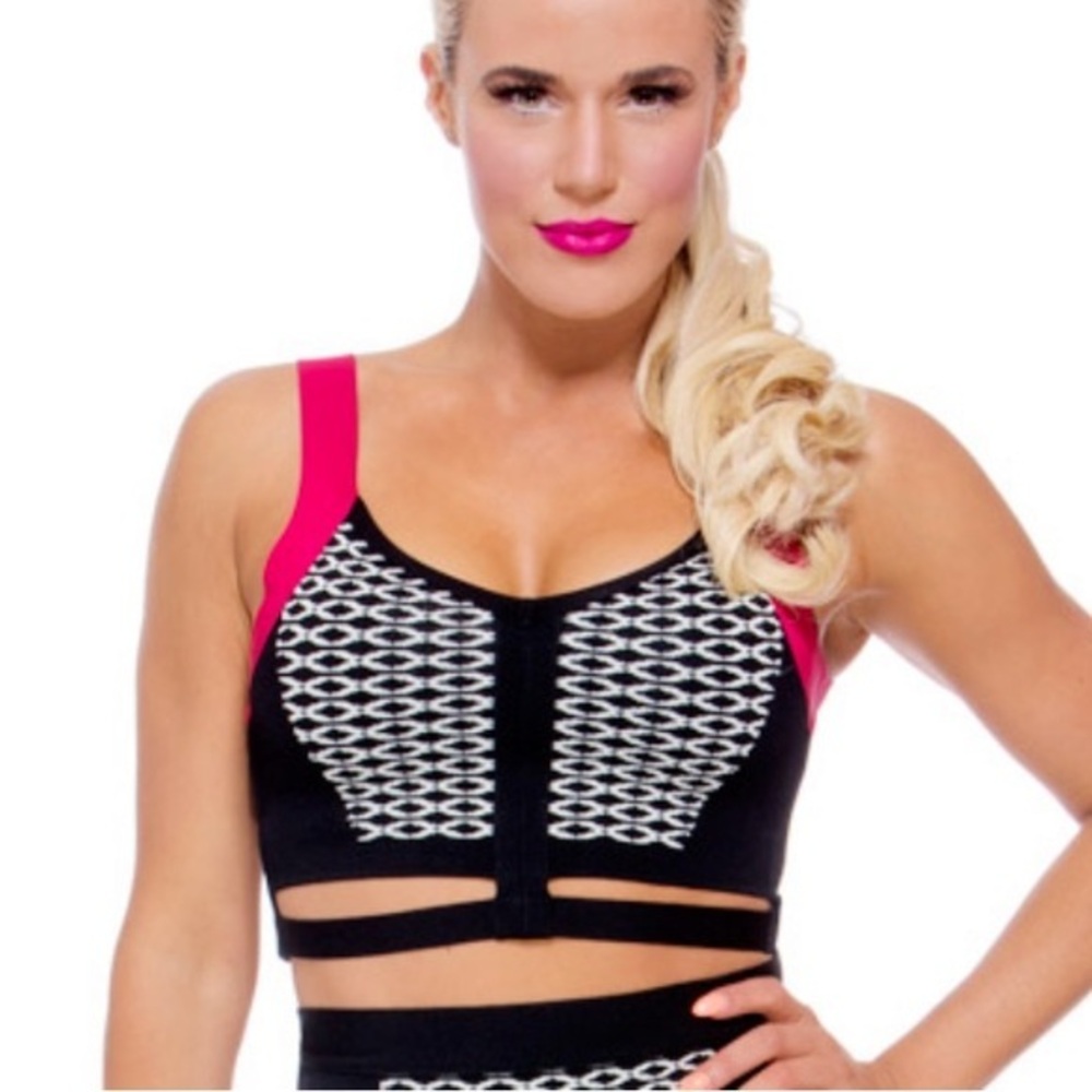 Marciano Black pink Sweetheart Sleeveless Crop Top Bralette Size sm WWE